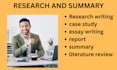 write your research and summaries