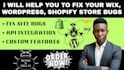 fix wix wordpress shopify website bugs professionally with custom features