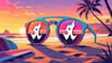 create unique beach sunset sunglasses logo with  any file