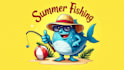 do modern summer fishing mascot logo design