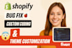 shopify liquid html,CSS, js,custom sections code website theme customization