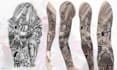 design a complex customized arm sleeve as a tattoo artist