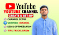 do youtube channel create and setup and logo, banner