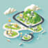 create vector isometric map illustration for website and app