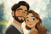 draw cartoon disney couple portrait