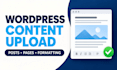 upload and format wordpress blog posts and website content
