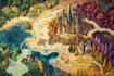 create an fantasy map illustration isometric map
