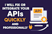 fix and develop backend api with node js, rest api integration