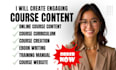 create an online course content creation, course development as course creator