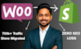 migrate woocommerce store to shopify 700k traffic , no SEO loss