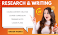 write on course content creation, curriculum, training notes, and lesson plans