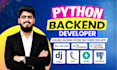 do python backend, rest API development, with database, and authentication