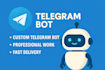 develop a custom telegram bot or chatbot using python