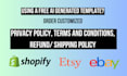 draft ecommerce policies for shopify, etsy, or ebay stores
