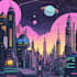 do a futuristic cyberpunk, sci fi city for you