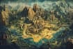 create line art fantasy map illustration