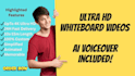 create premium whiteboard explainer video custom ultra HD animation ai voiceover