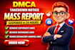 takedown harassing remove copyright mass reports facebook instagram tiktok dmca