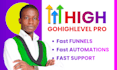 set up your gohighlevel CRM, ghl automation, sales funnel and ghl landing page