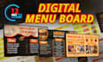 design digital food menu, screen board, tv display static and animated menu