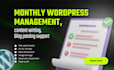 monthly wordpress management, content updates, blog posting support