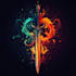 make 3d fantasy, sci fi, rpg game logo title in dark theme