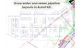 draw water and sewer pipelines layout in autocad