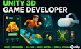 develop 3d unity game like idle, runner, ar, VR, simulation, moba and rpg