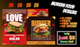 create modern, eye catching flyers, menus and posters
