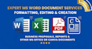 expert ms word document formatting, editing and creation