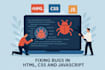 fix bugs in HTML,CSS ,javascript