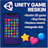 reskin and fix match 3,  puzzles and hyper casual unity game