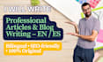 write articles or blog posts in english and spanish