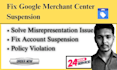 fix google merchant center suspension misrepresentation issue