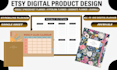 design etsy digital product, etsy digital planner, hyperlinked planner