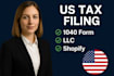 file your US tax return 1040 form llc shopify or freelancer taxes
