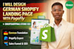 design german shopify landing page with pagefly for dropshipping store SEO