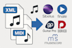convert xml or midi files to any music notation software