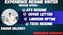 write you a professional tech resume, cover letter, ats resume linkedin opt