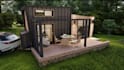 redesign 3d tiny old house,cabin,facade with front elevation realistic d5 render