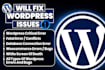 fix wordpress bugs, 403, 404, 500, 503 critical errors, and elementor issues