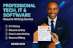 write professional resume for IT, cybersecurity, software engineer, tech sales