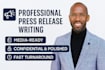 write a powerful and professional press release or media statement