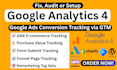 fix, audit or setup google analytics4, ga4  ecommerce conversion tracking by GTM