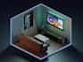create a stylized 3d isometric room in blender