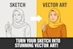 convert your hand drawn sketch into vector illustration