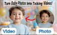 make a cute talking baby video from your own photo for wish