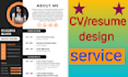 creat a professional cv resume design