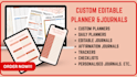 design custom printable editable canva planner journal workbook worksheet kdp