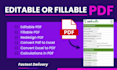 create fillable or editable PDF form, convert PDF to excel
